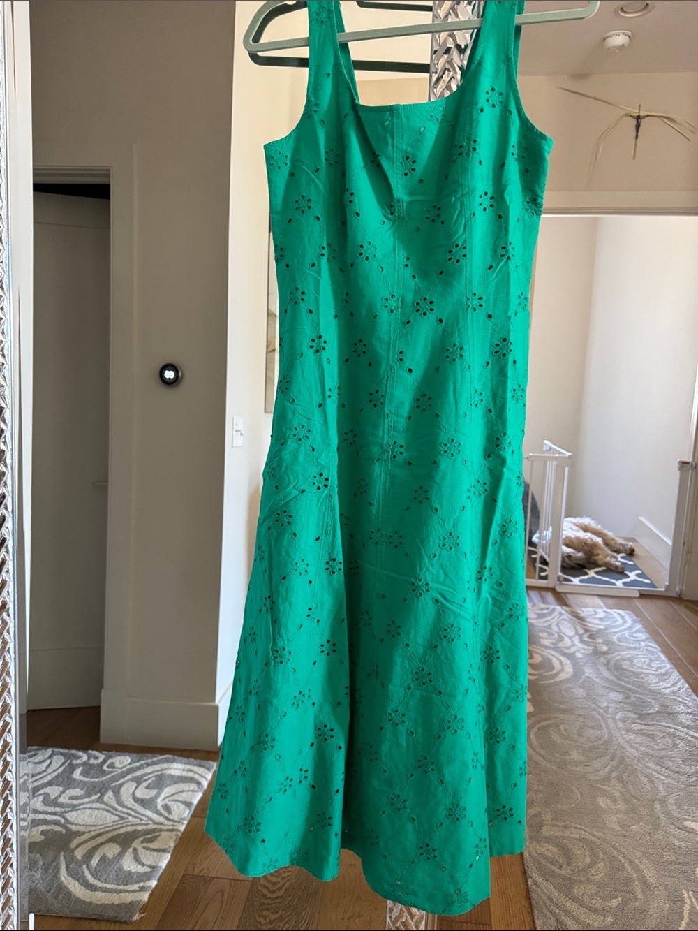 NWT J Crew Green Eyelet Midi Dress - Picture 2 of 7
